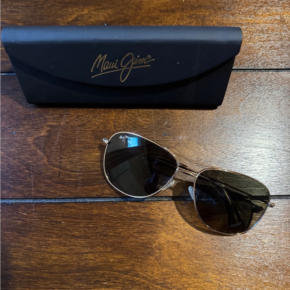 Maui Jim Sunglasses with Black Lenses and Gold Frame